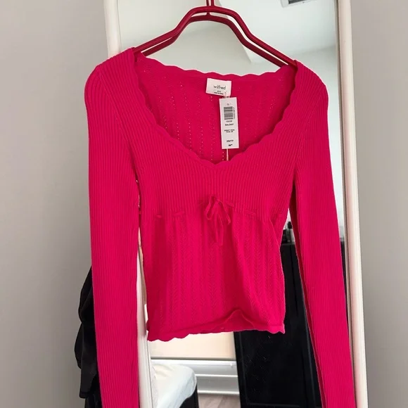 Pink Ribbed Long Sleeve Top - Picture 2 of 2